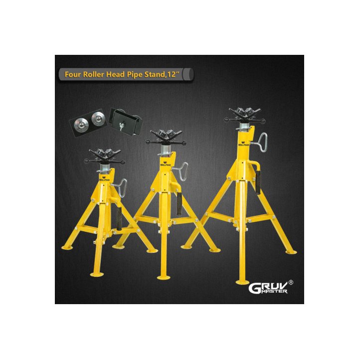 Adjustable Height Four Rollers Pipe Jack Stand for Max 12inch Pipes 1107B-S/M/L