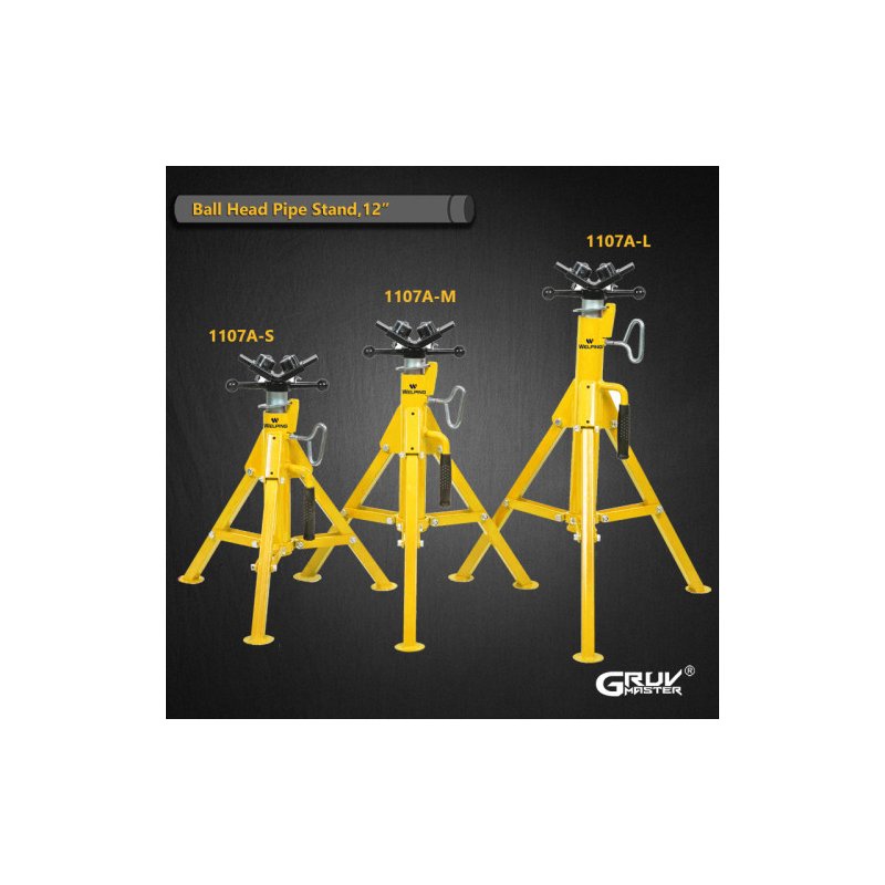 Maksimum 12 inç Borular İçin Ayarlanabilir Yükseklikli V-Başlı Silindir Boru Krikosu Standı 1107A-S/M/L