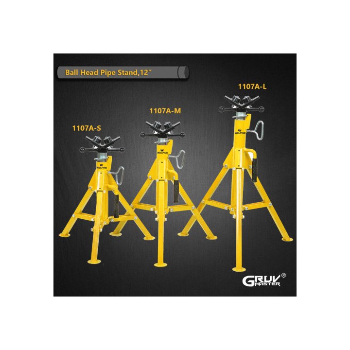 Adjustable Height V-Head Roller Pipe Jack Stand for Max 12inch Pipes 1107A-S/M/L