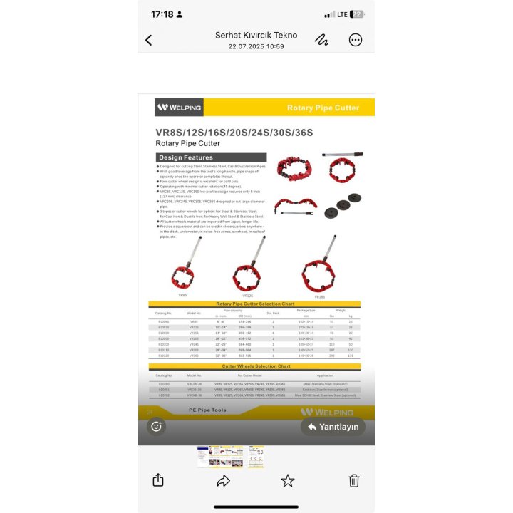PE Rotary Pipe Cutter