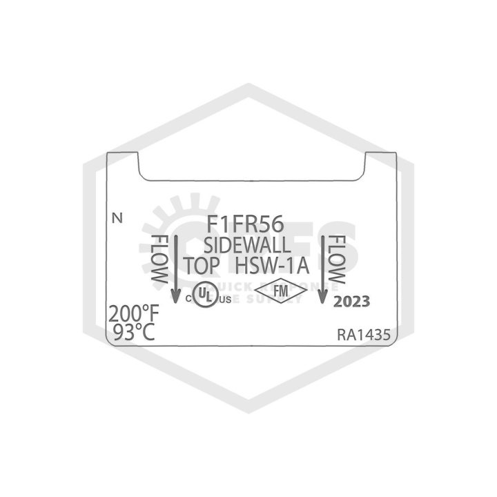 F1FR56 Sprinkler, YDS Horizontal Wall type, HT, K 80, ½" Npt,