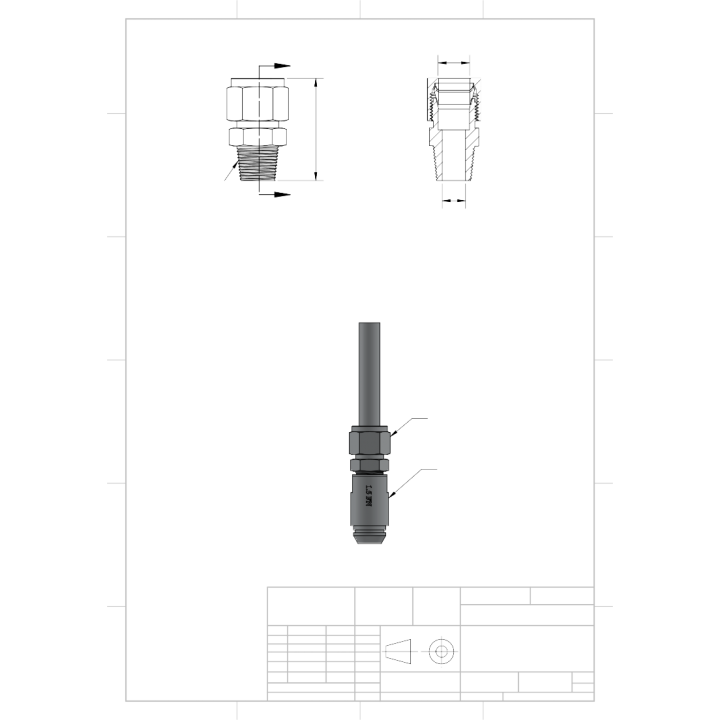 Male Connector Ferrule Fitting-1/2"x1/4NPT