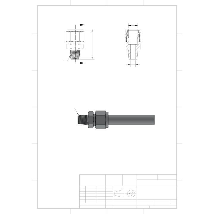 Male Connector Ferrule Fitting-1/2"x1/4NPT