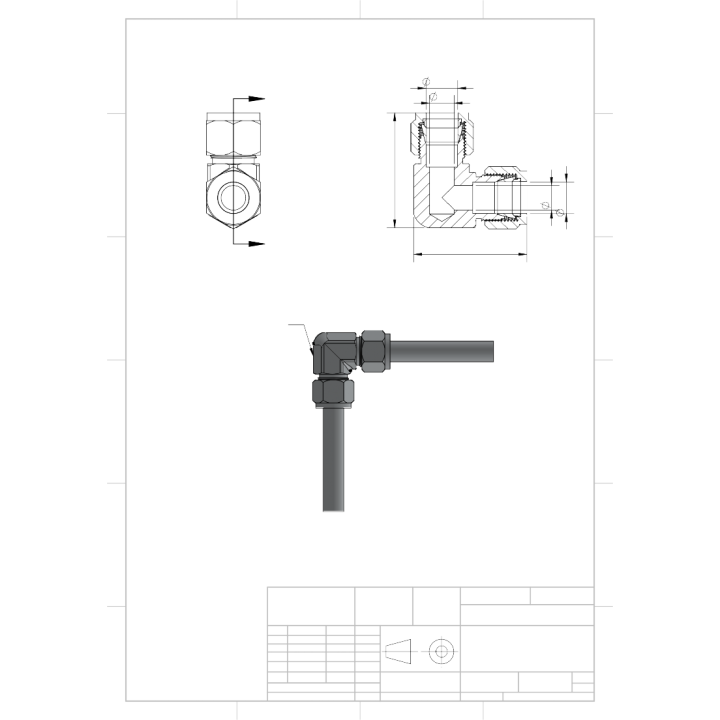 Female Elbow Connector Ferrule Fitting-1/2"x3/8" NPT