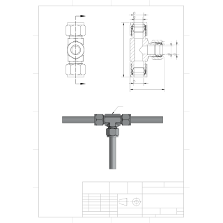 Female Tee Connector Ferrule Fitting-1/2"x3/8"NPT